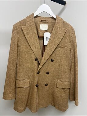 Circolo Double-Breasted Tan Peacoat